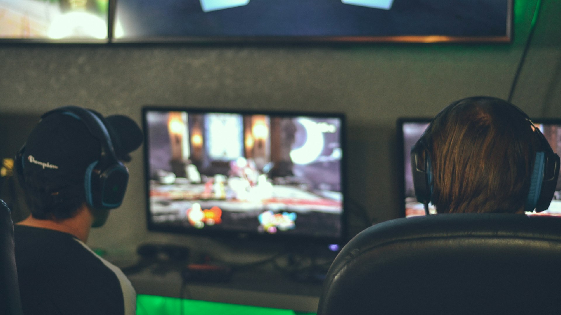 Neon-lit gaming setup